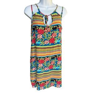 Floral Print Tropical Lace Up Dress Size S
